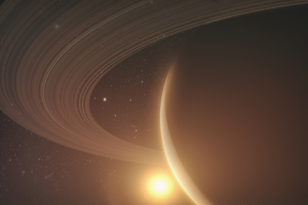 Saturno com o Sol ao fundo