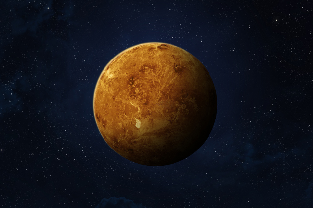 Planeta Vênus com várias estrelas atrás