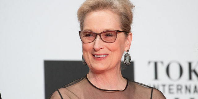 Imagem da atriz Meryl Streep durante entrevista